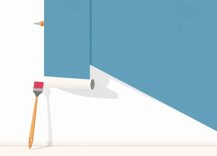 Pose de papier peint, rouleau et brosse à maroufler
